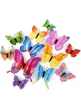 3D Butterfly Wall Decor Stickers Colorful Magnetic Butterflies Party Decor 24PCS